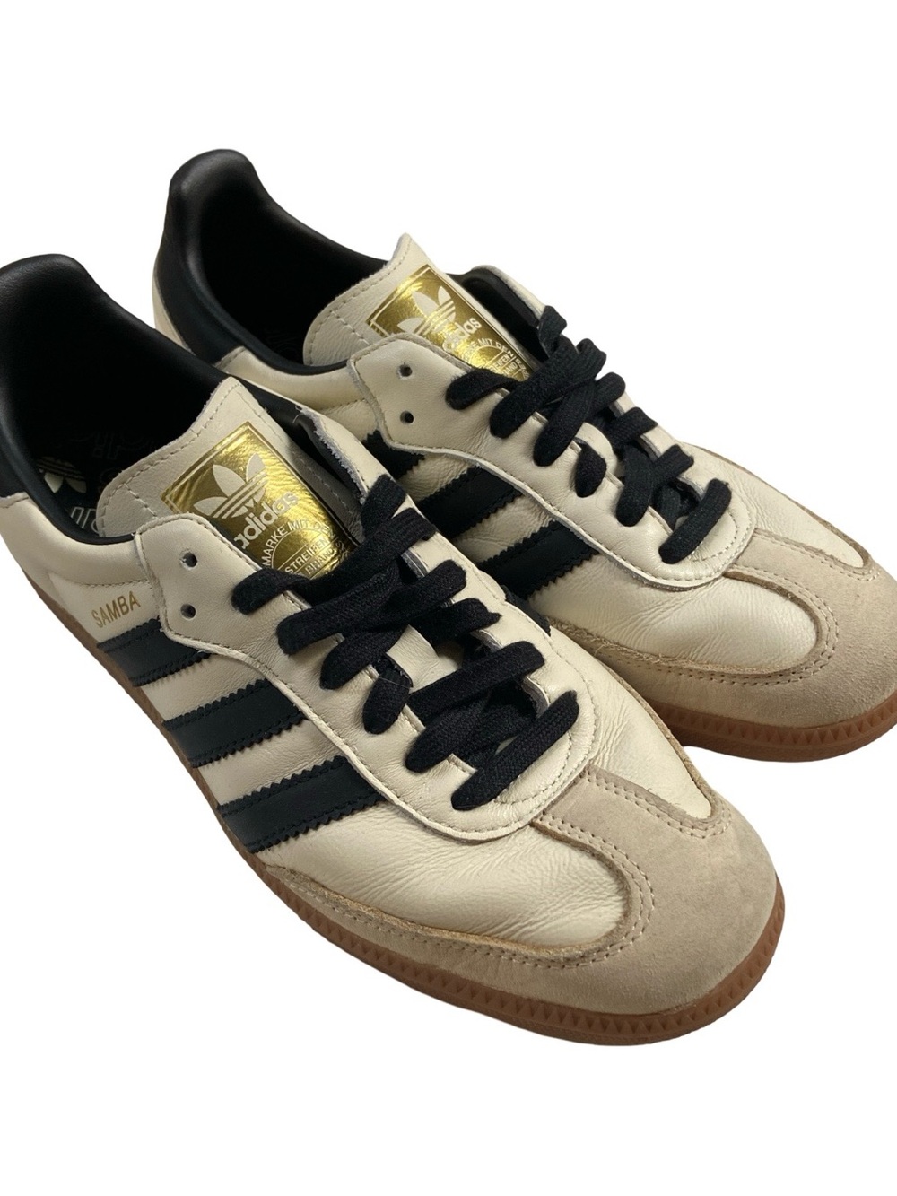 adidas Samba Sneakers in Cream, Black & Gold